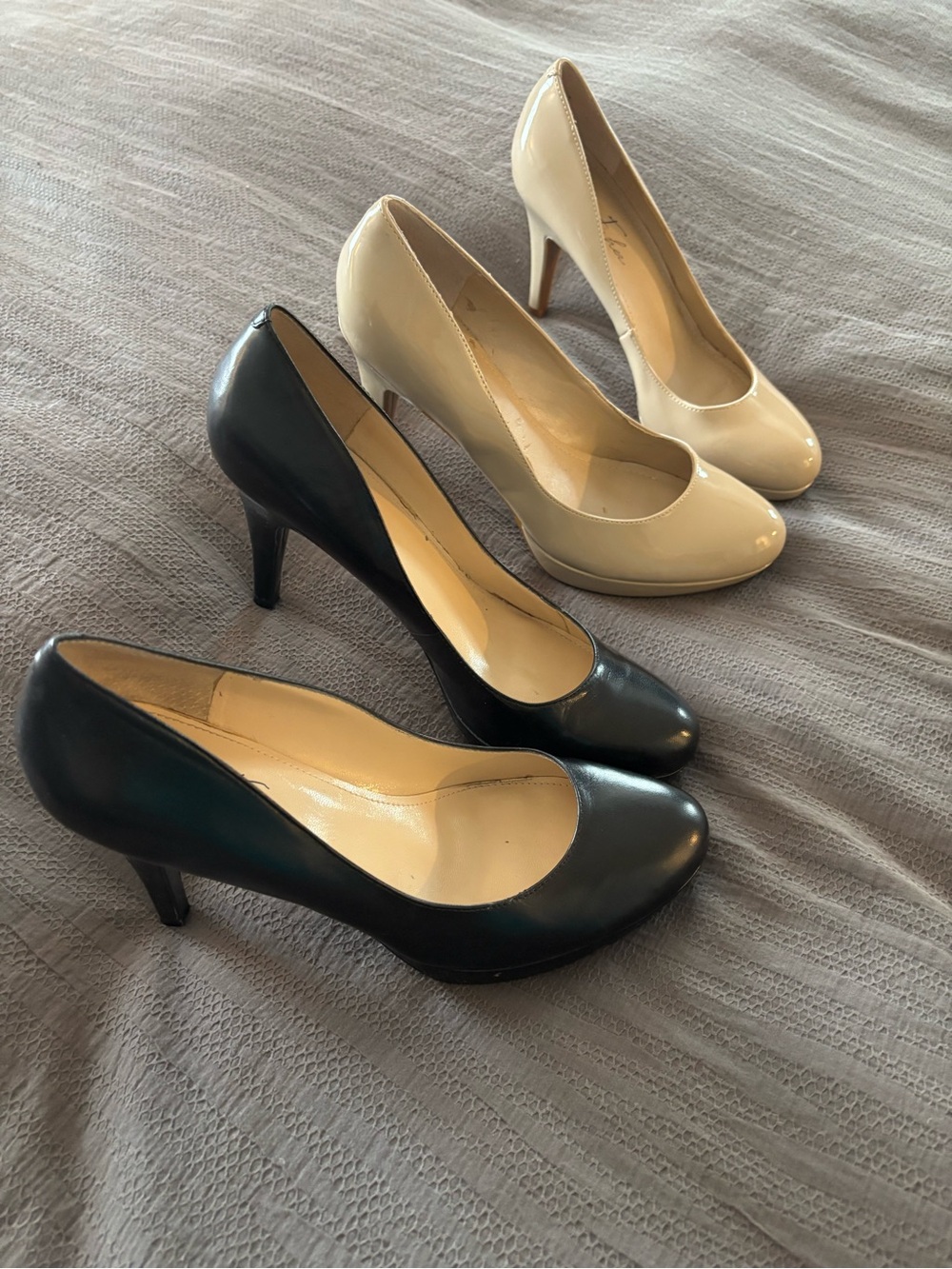 Marc Fisher Two-Tone Black and Beige Patent Pump Duo